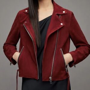 All Saints Burgundy Leather Jacket